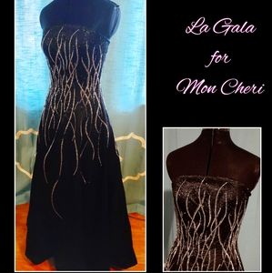 Mon Cheri strapless evening hown